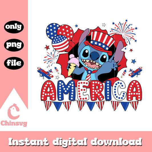 America stitch peek 4th of july png, stitch america day png