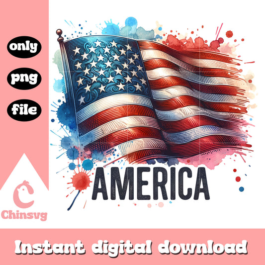 America with flag watercolor design png, america flag​ png