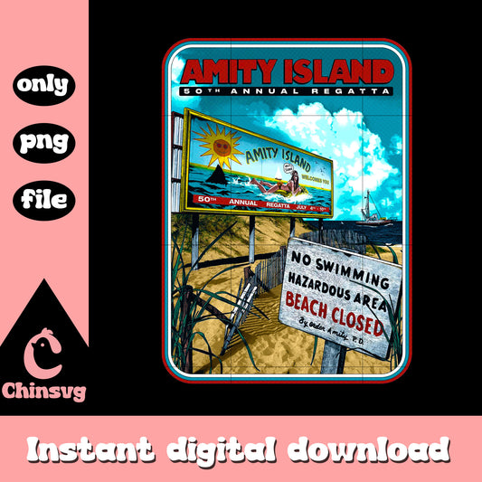 Amity island 50th annual regatta png, movie poster png