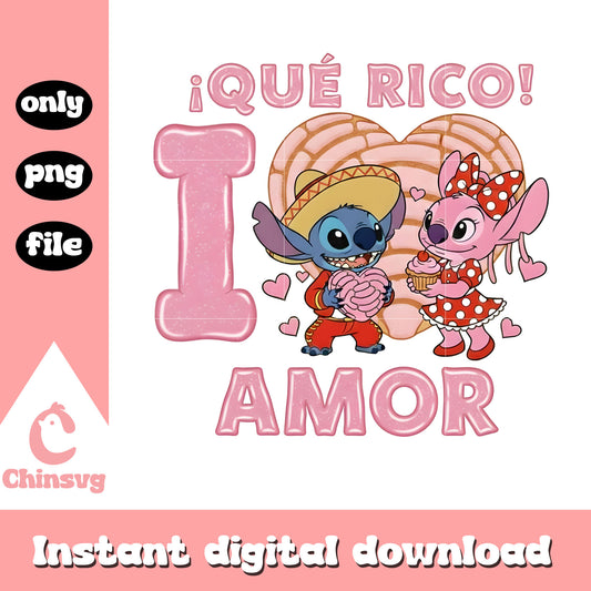 Amor couple cute valentine png, stitch valentines day​​ png