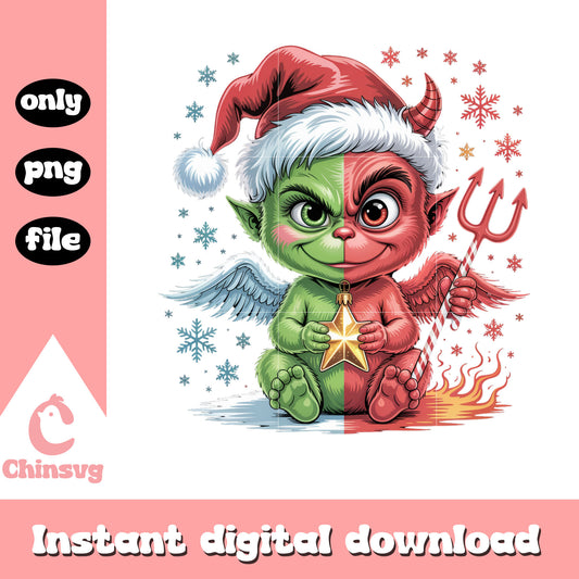 Angel devil baby grinch hand christmas star png, cartoon grinch png