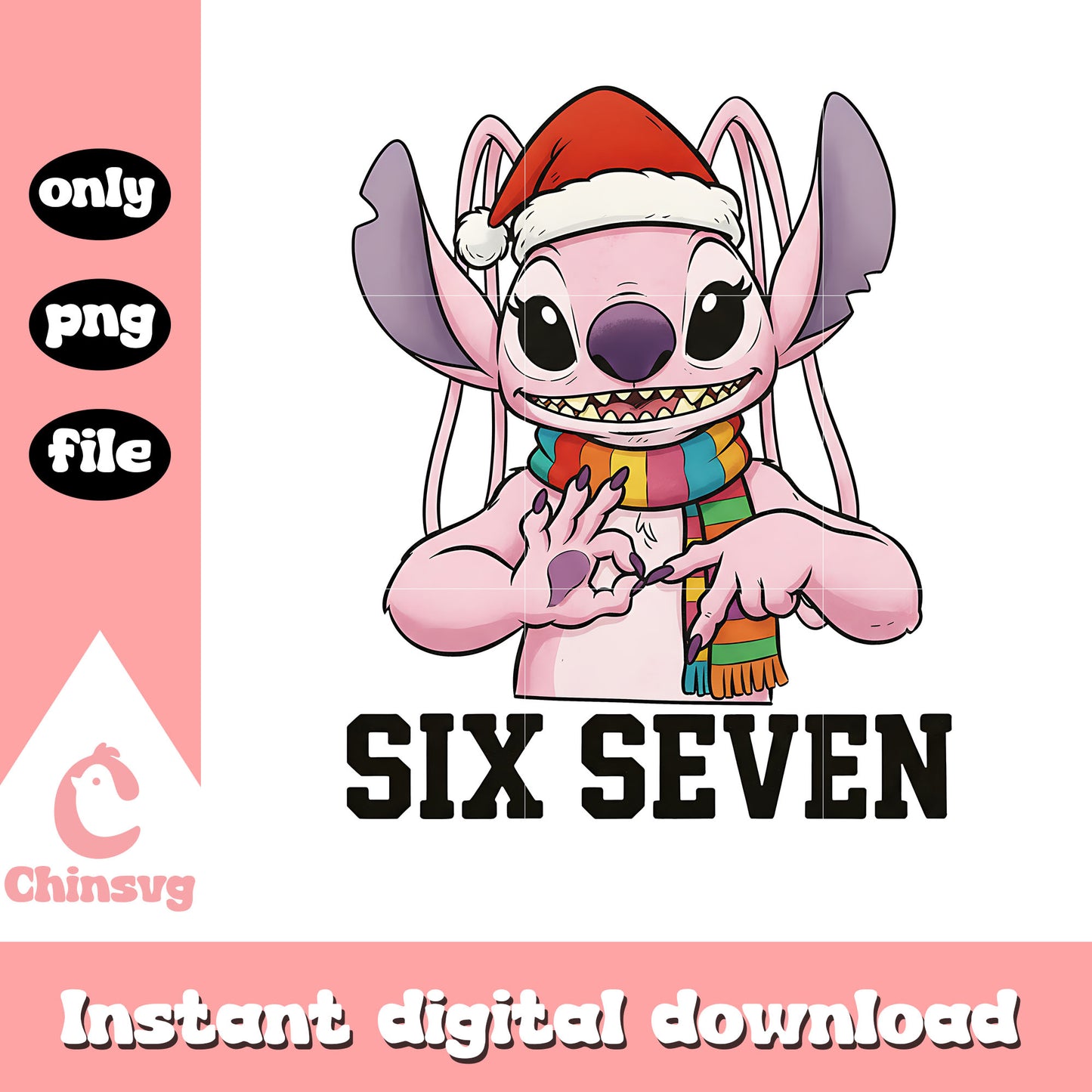 Angel hand six seven christmas png, angel stitch disney png