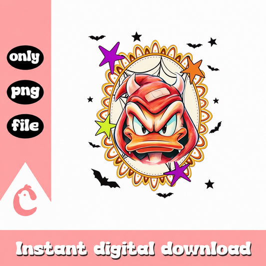 Angry Duck Halloween PNG, Spooky Cartoon Character, PNG File