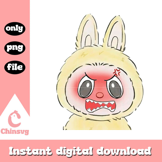 Angry yellow labubu cute doll design png, yellow labubu png