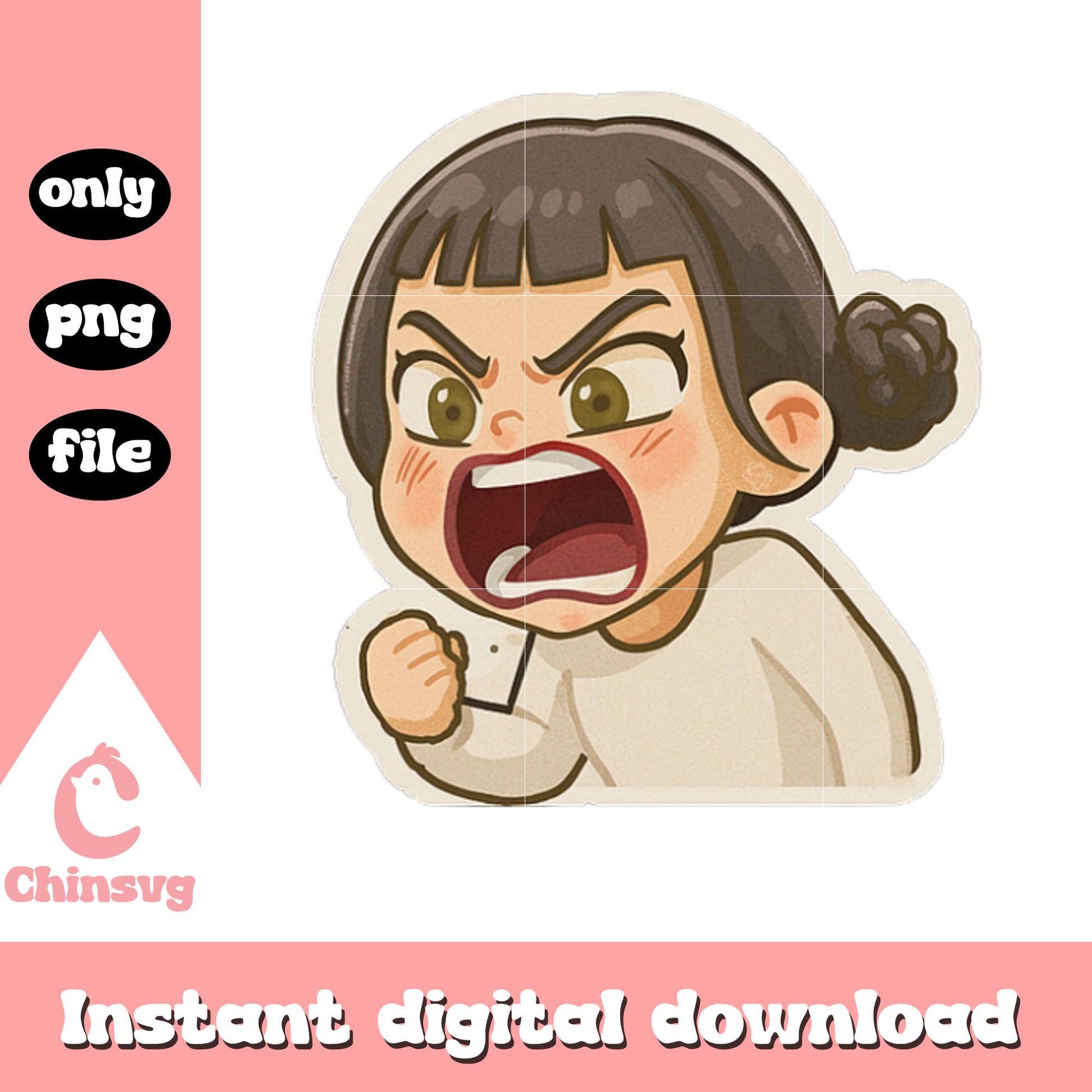 Angry zoey huntrix sticker design png, zoey huntrix member png