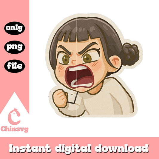 Angry zoey huntrix sticker design png, zoey huntrix member png