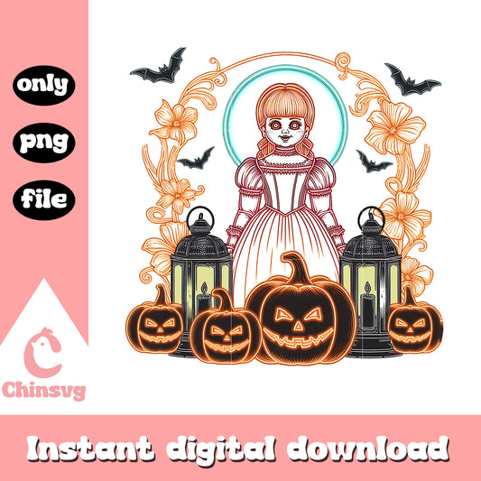 Annabelle halloween design png, annabelle halloween png 