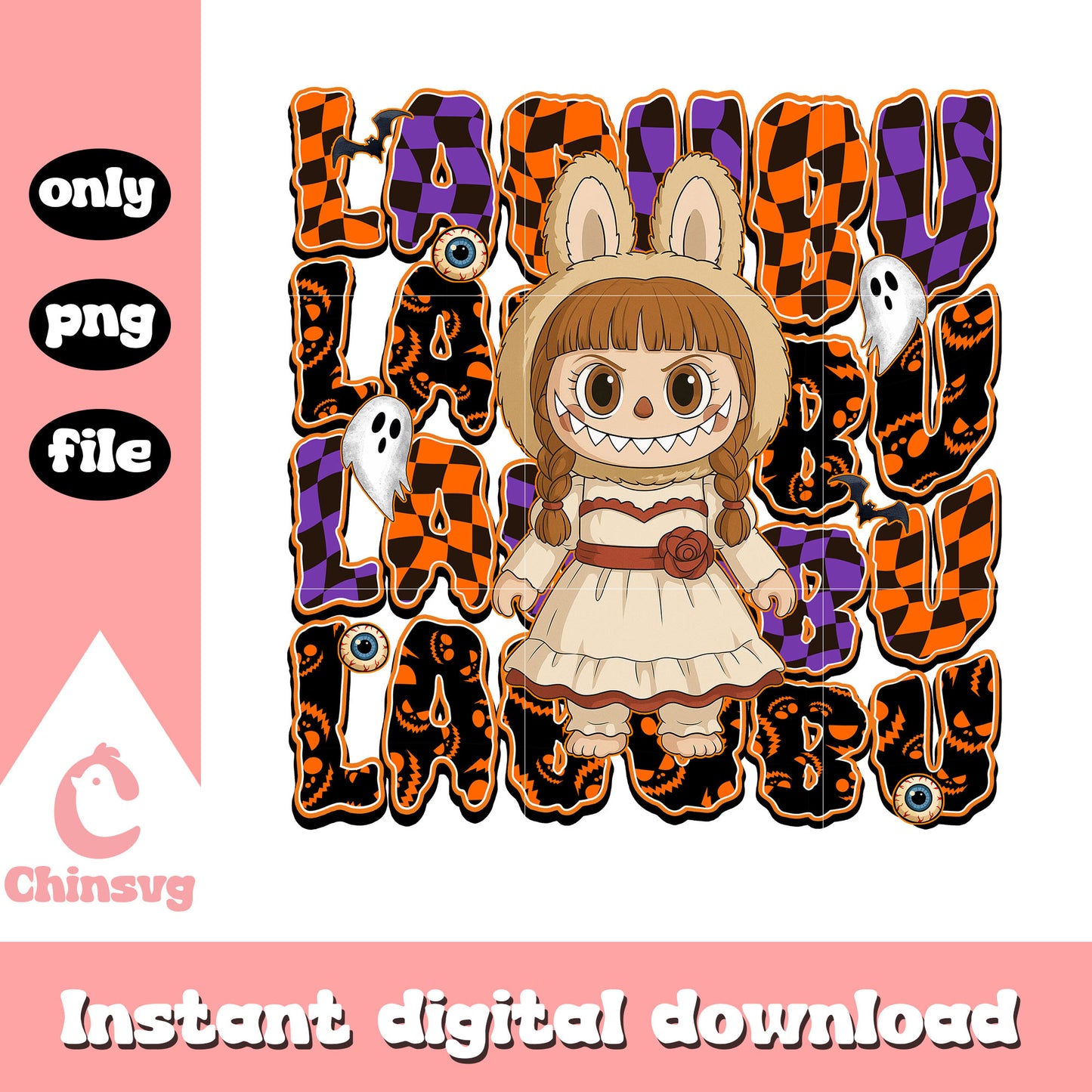 Annabelle labubu doll design png, annabelle character png