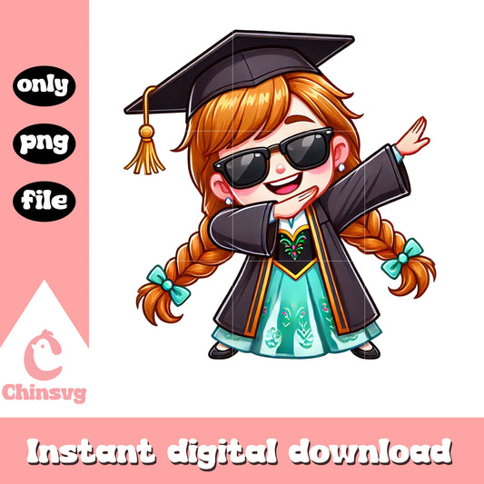 Anna frozen graduation day design png, frozen cartoon png