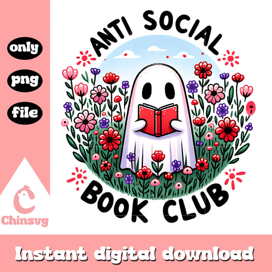 Anti social book club ghost png, trending quotes​ png