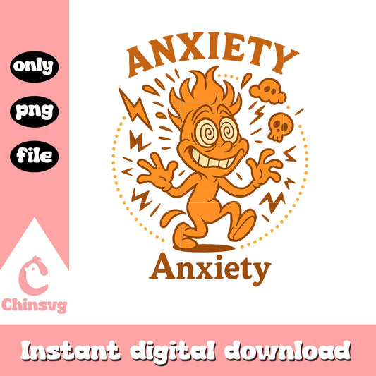 Anxiety character inside out design png, anxiety inside out png