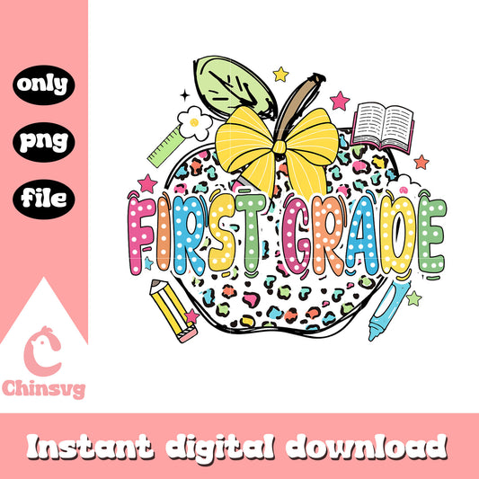 Apple first grade back to school design png, school days png