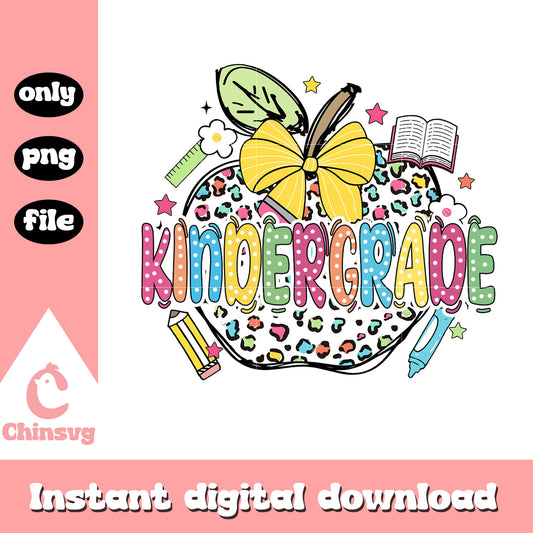 Apple kindergarten design png, back to school png, school png