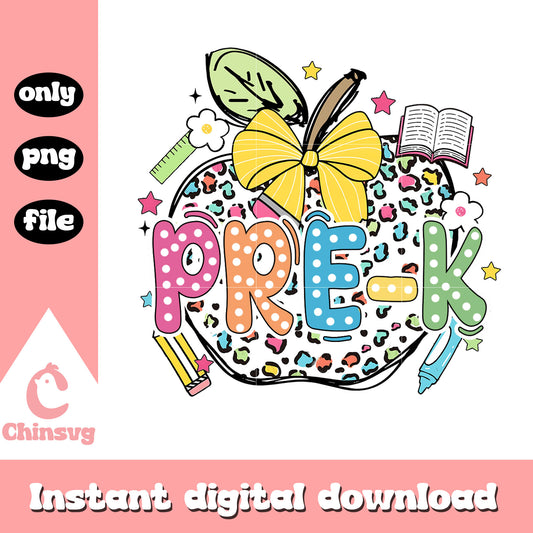 Apple pre-k back to school design png, back to school season png