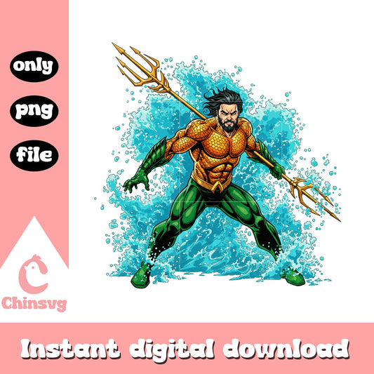 Aquaman posing splatter effect design png, aquaman png