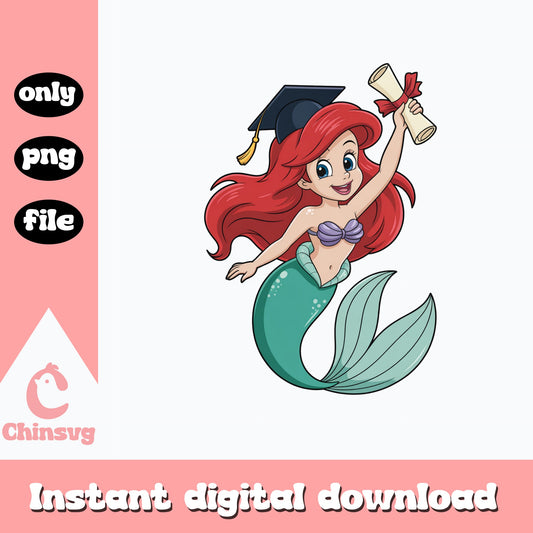 Ariel Graduation PNG, Little Mermaid Graduate PNG, Disney PNG