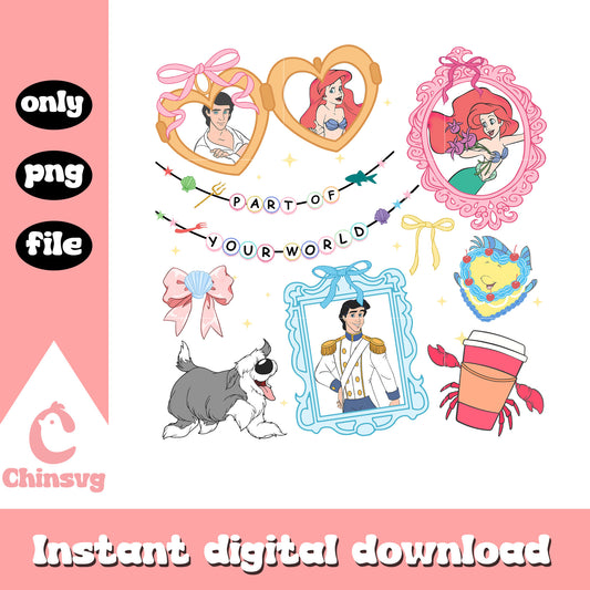 Ariel & prince Eric character png, disney princess png, couple png
