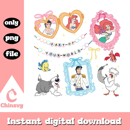 Ariel and eric disney couple png, disney characters png