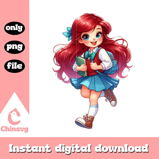 Ariel character go to school png, disney princess png