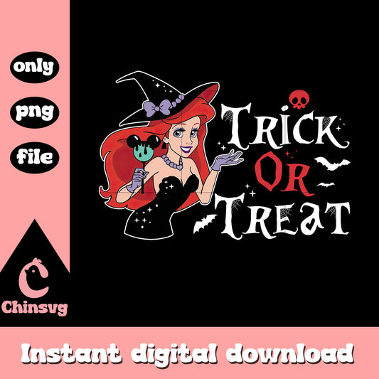 Ariel trick or treat design png, disney ariel princess png