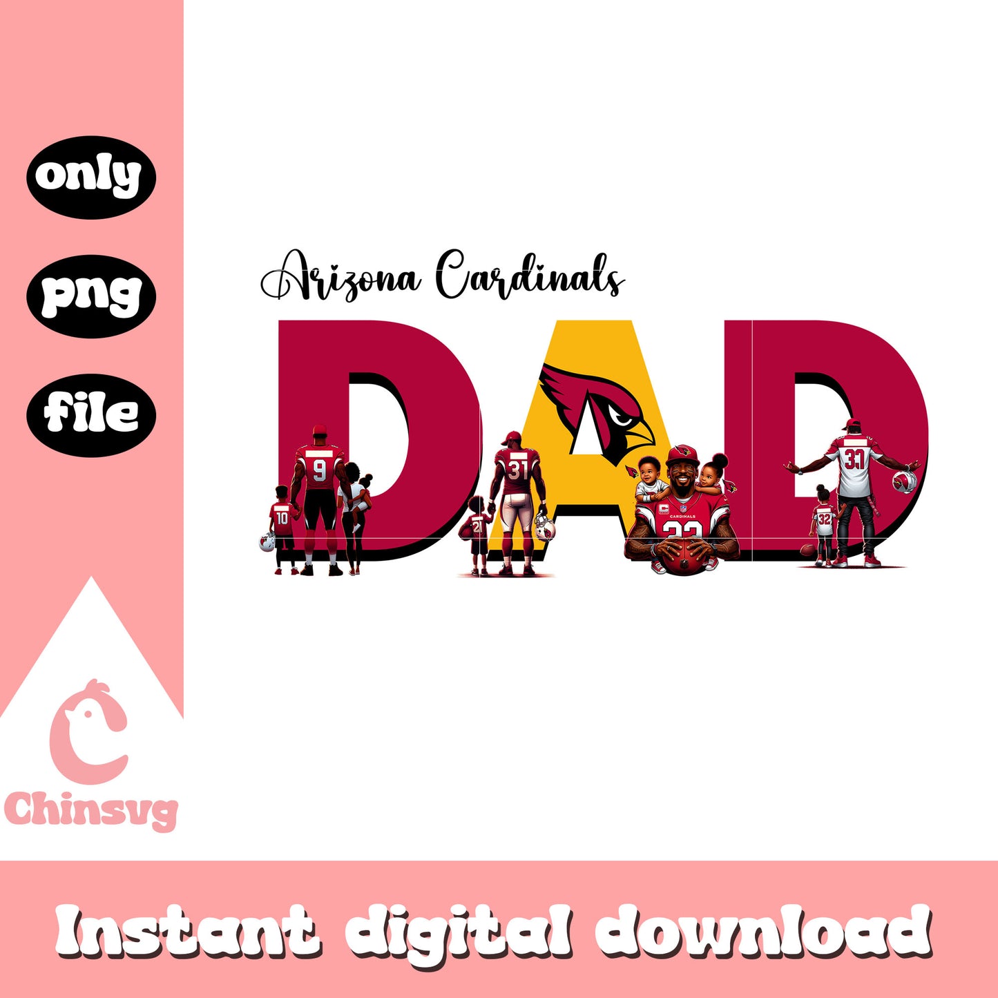 Arizona Cardinals dad fan club design png, nfl Arizona Cardinals png