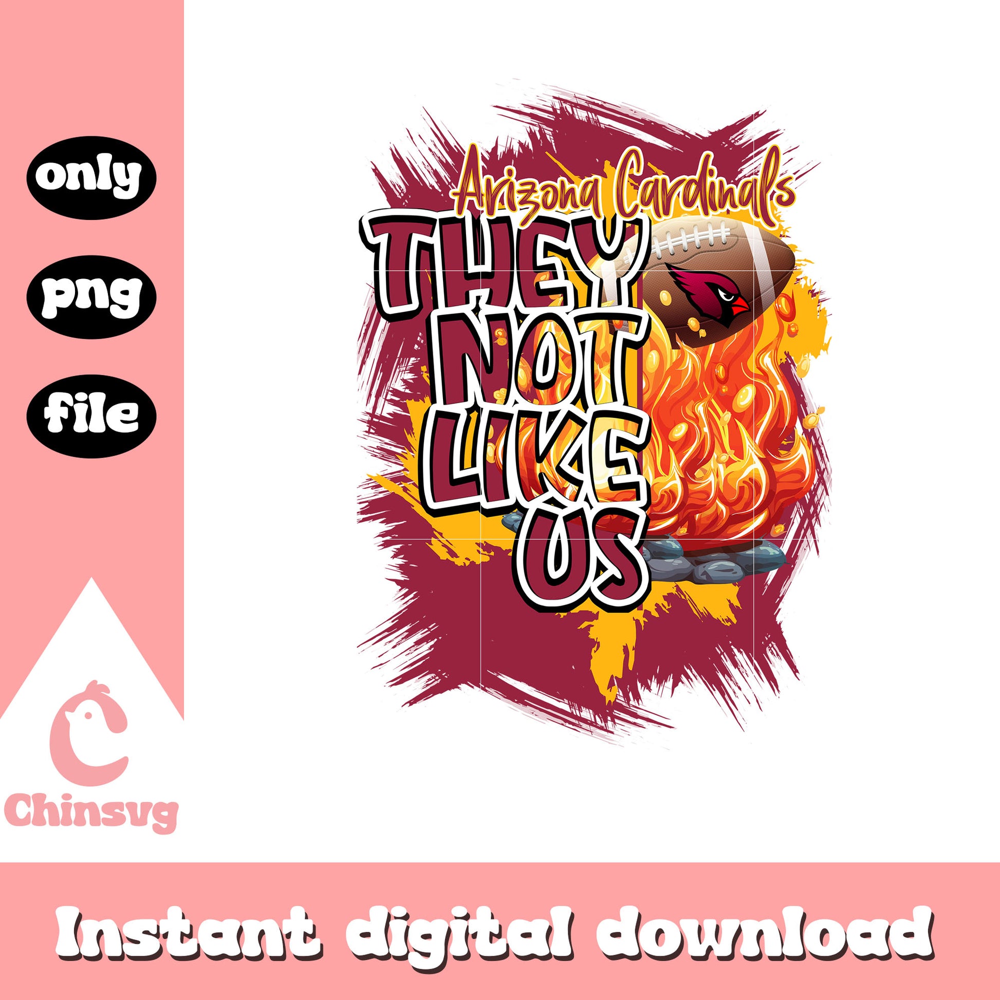 Arizona Cardinals logo burning they not like us png, logo nfl png