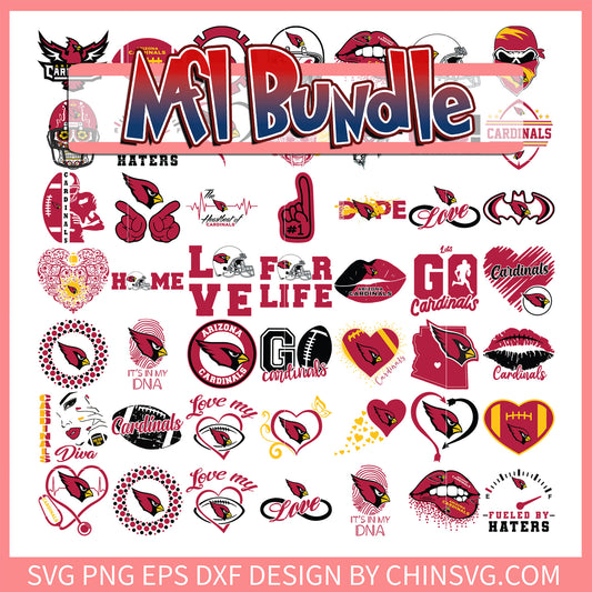 Arizona Cardinals logo team bundle svg, nfl draft svg