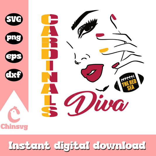 Arizona cardinals nfl football diva girl svg, arizona cardinals football svg