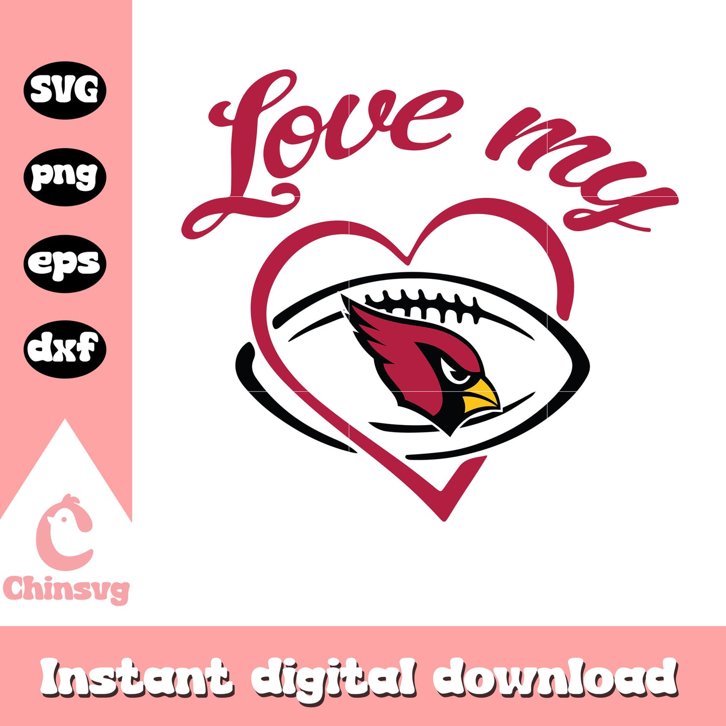 Arizona cardinals nfl heart love my svg, nfl arizona cardinals svg