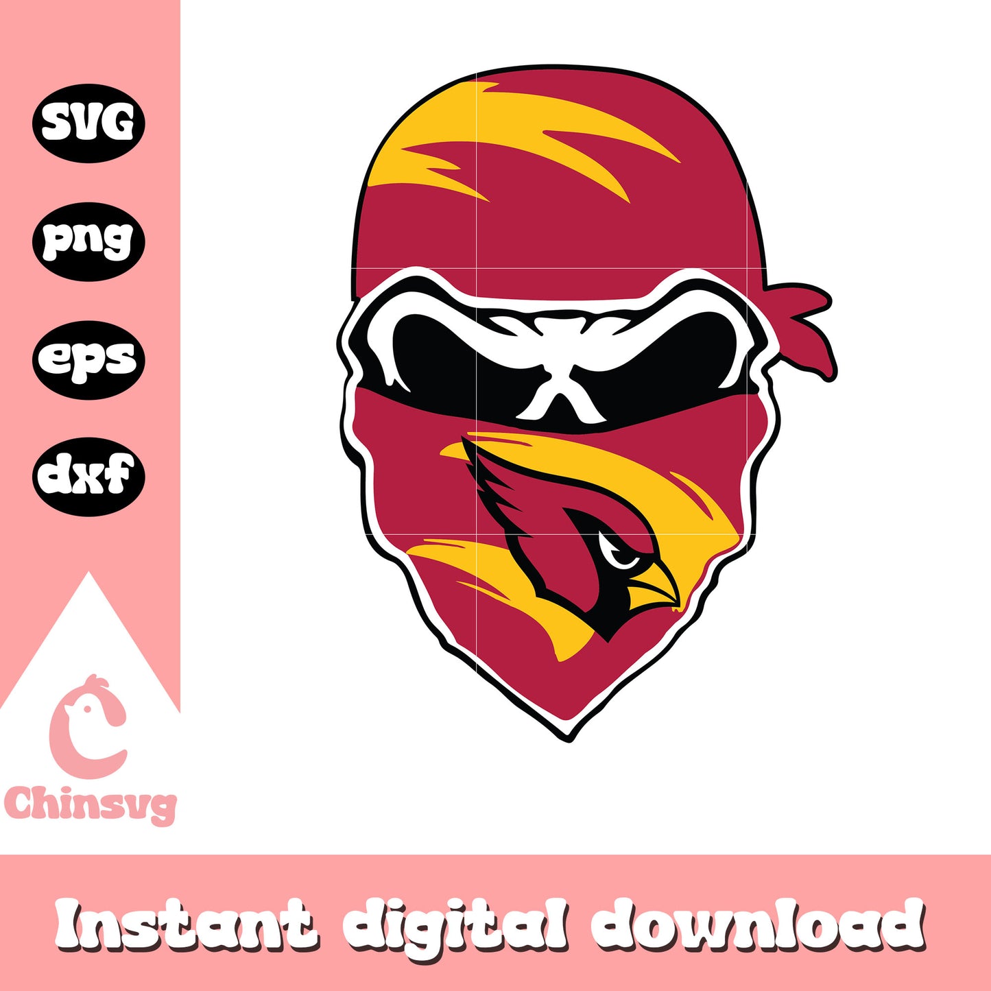 Arizona cardinals nfl masked skull svg, arizona cardinals funny memes svg
