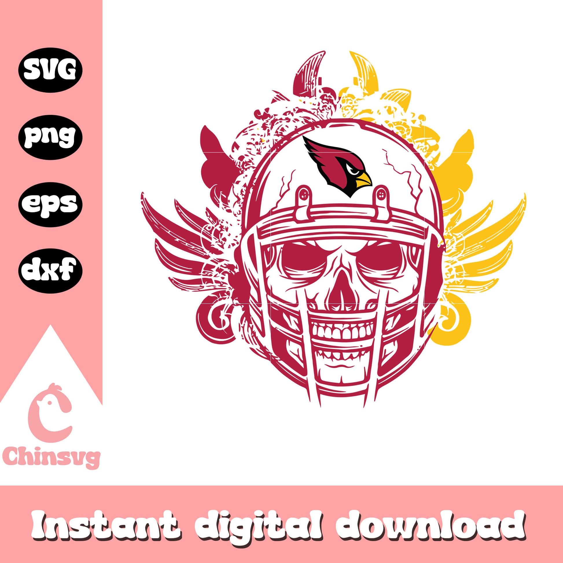 Arizona cardinals nfl skull helmet design svg, arizona cardinals helmet logo svg