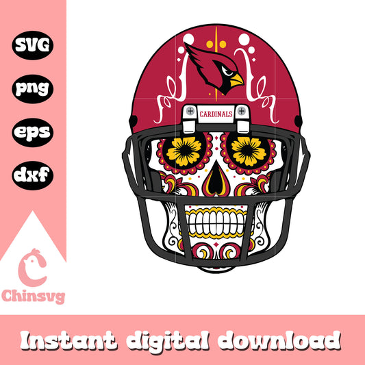Arizona cardinals nfl skull helmet flower svg, arizona cardinals meme svg