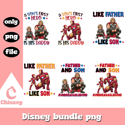 A son's first hero bundle png, advengers png, father day png