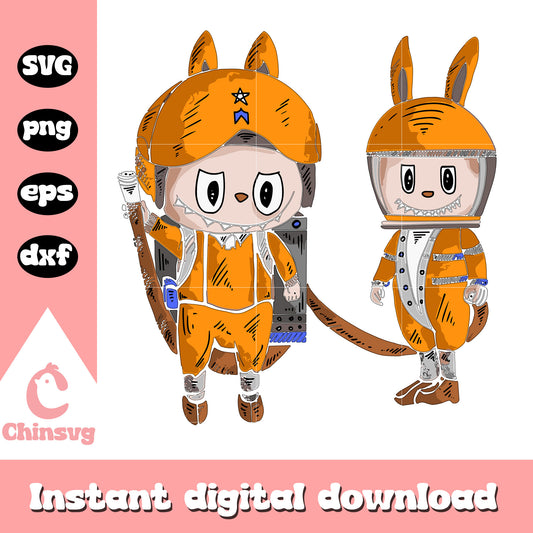 Astronaut labubu dou doll drawing design svg, labubu dolls svg