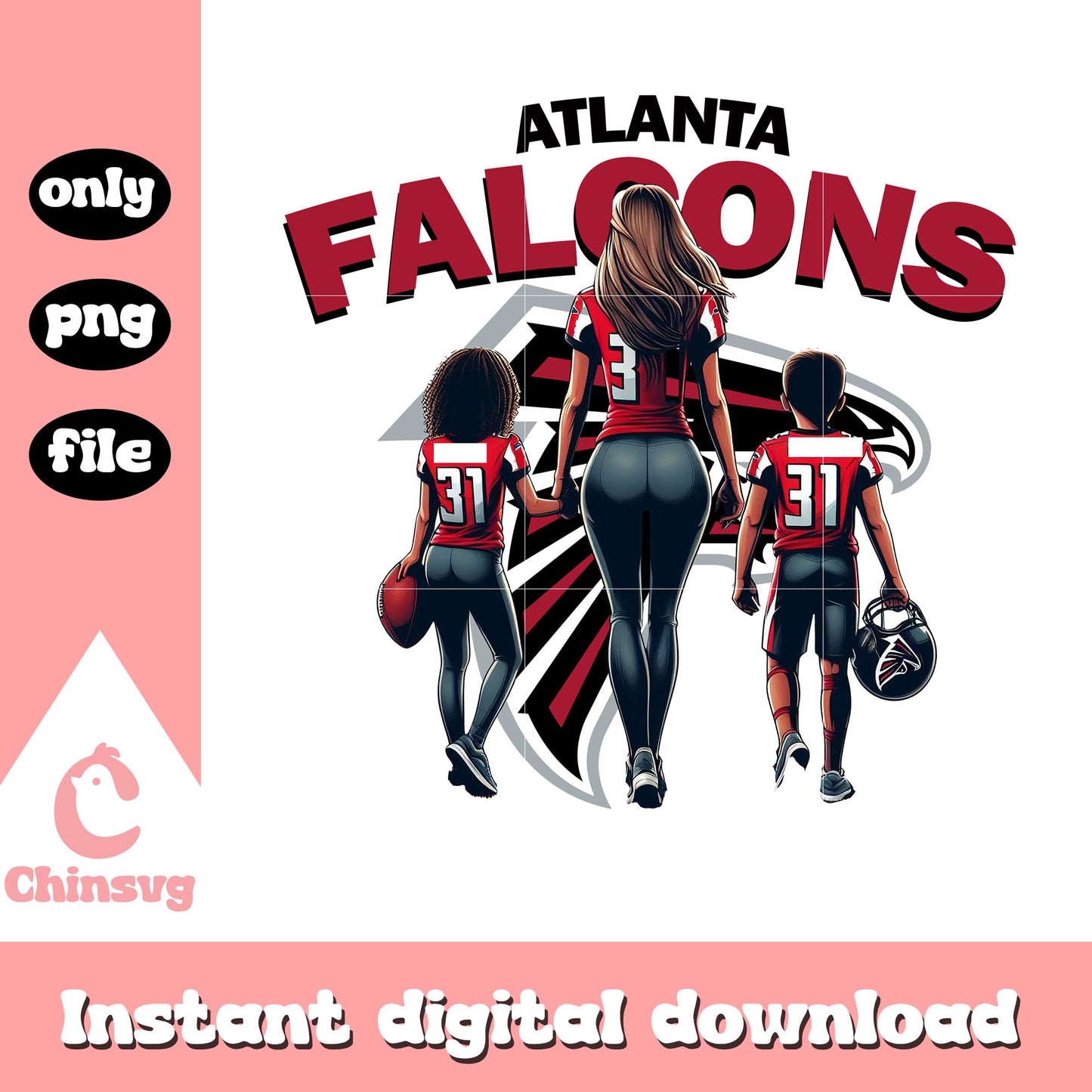 Atlanta Falcons mom logo design png, bes mom ever png
