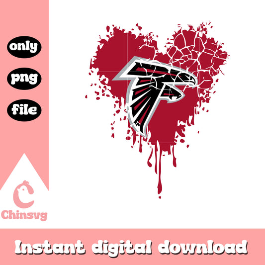 Atlanta Falcons  retro heart design png, nfl team logos png