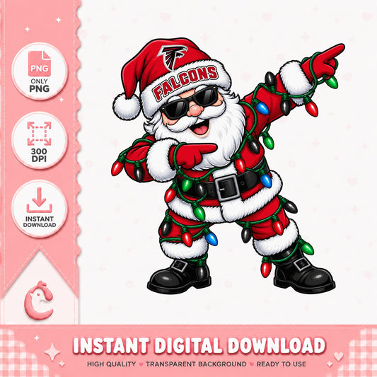 Atlanta Falcons Dabbing Santa PNG, Christmas Football PNG, NFL PNG