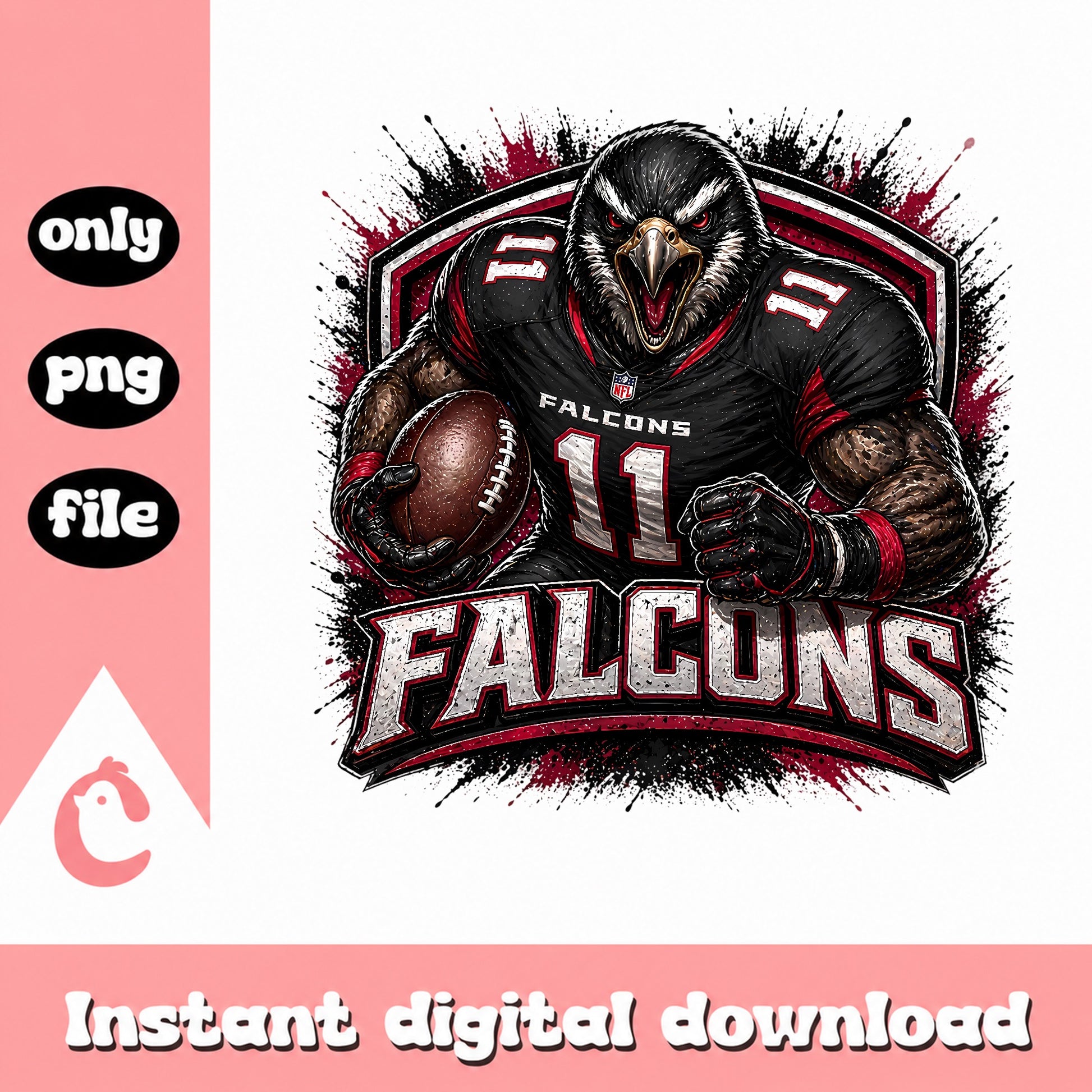 Atlanta Falcons Football Mascot PNG, Falcons NFL PNG, Football PNG