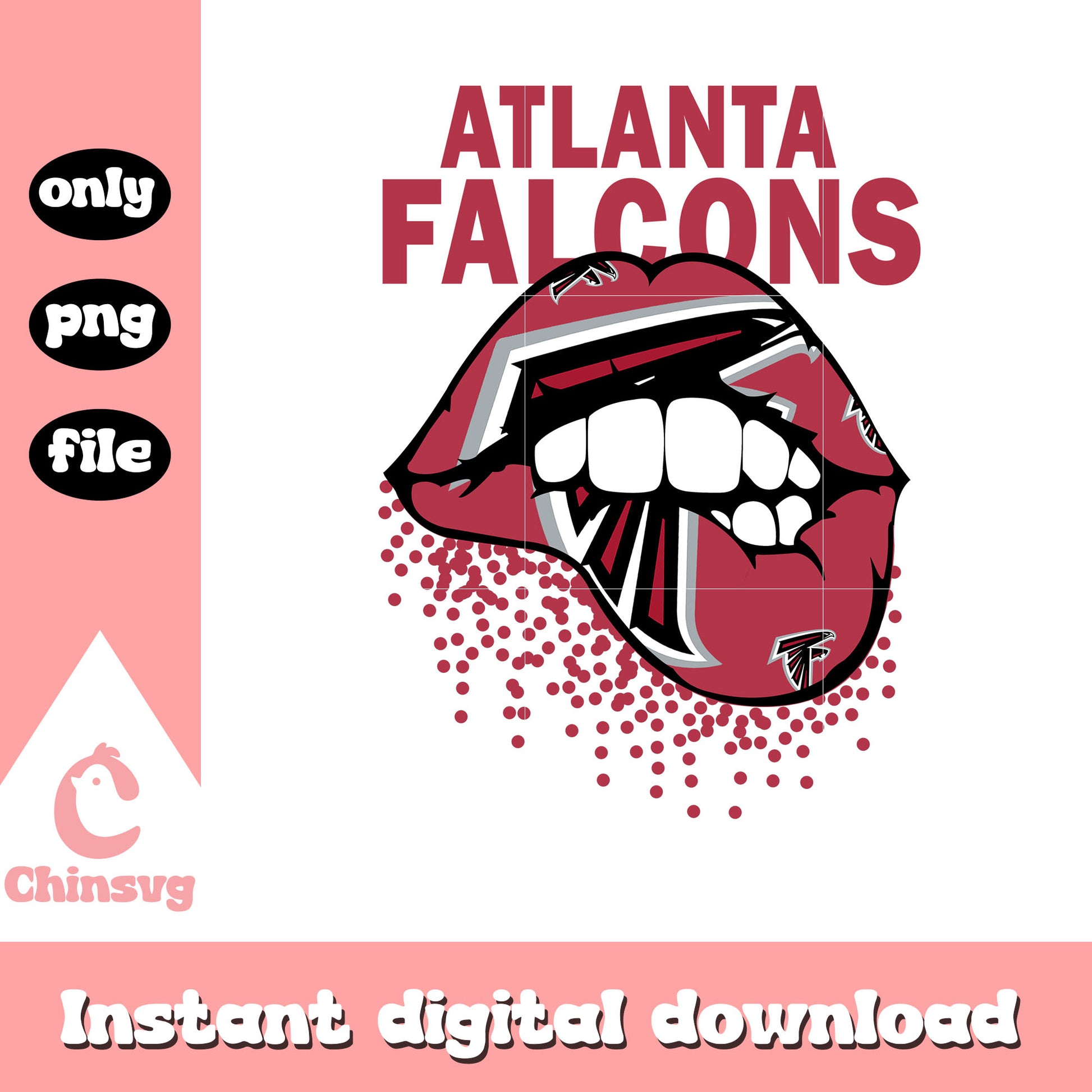 Atlanta falcons lips design png, nfl atlanta falcons png