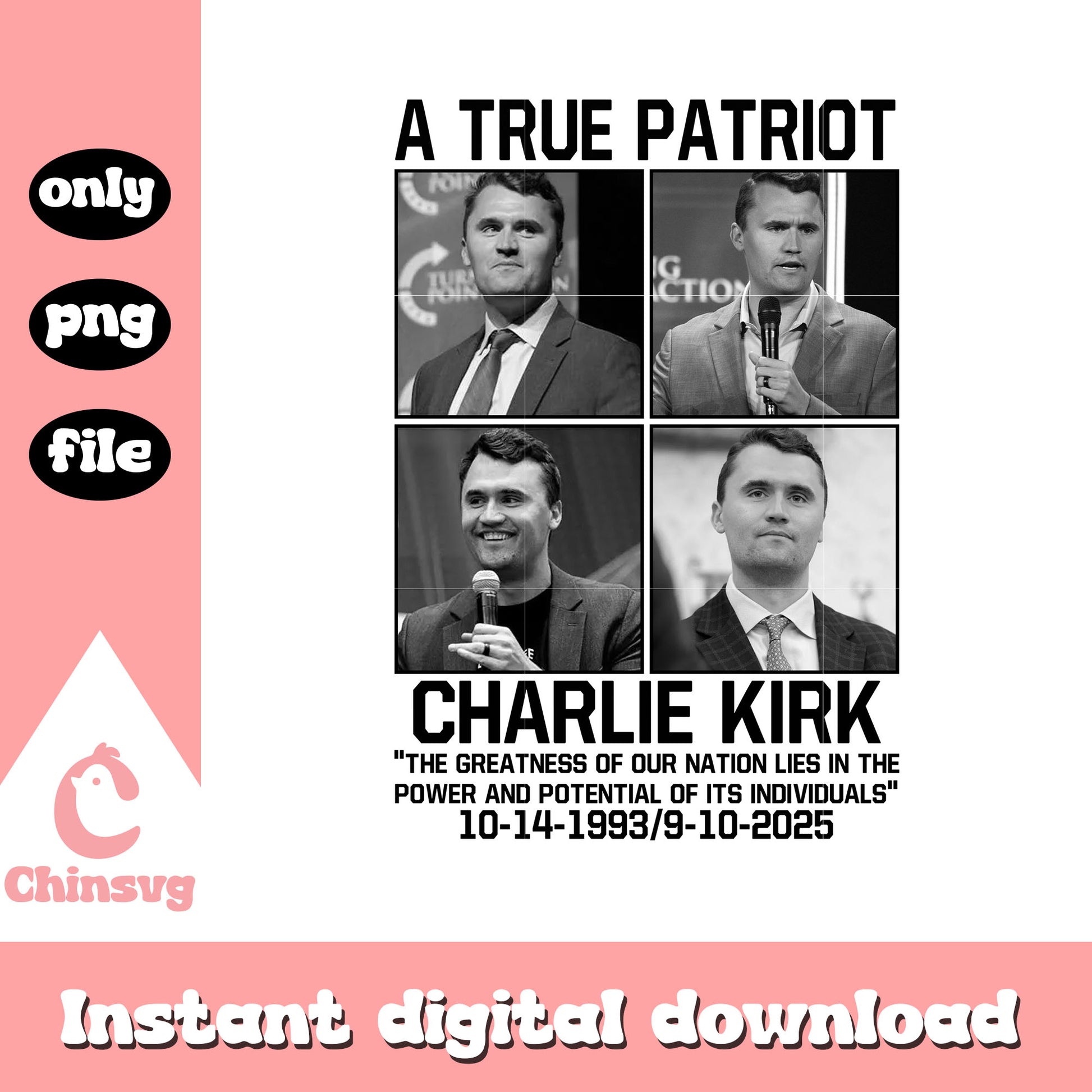 A true patriot charlie kirk design png, charlie kirk show png