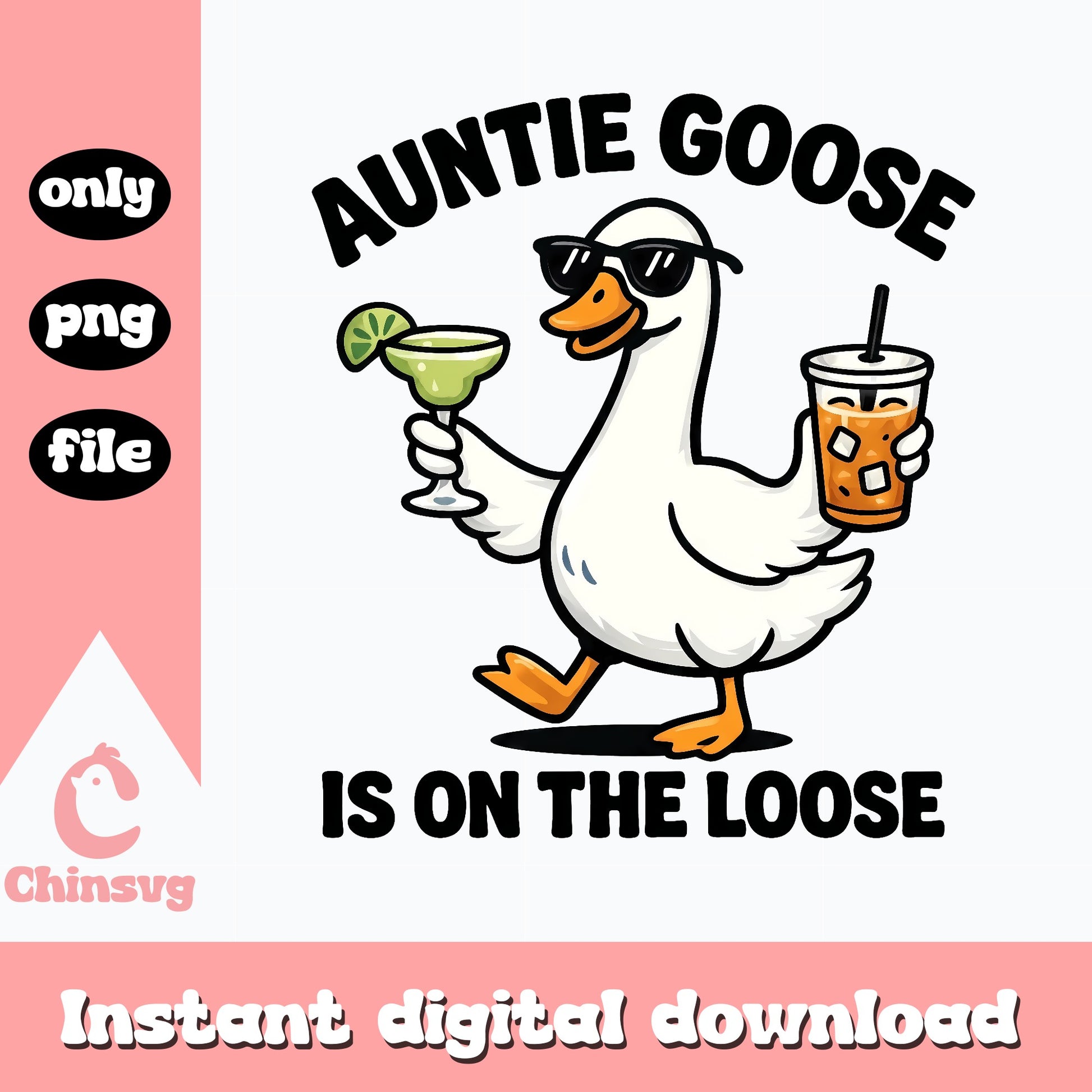 Auntie Goose Is On The Loose PNG, Funny Aunt Goose, PNG File