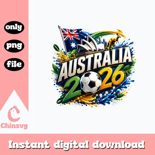 Australia 2026 Soccer PNG, World Cup Football PNG, Australia Flag PNG