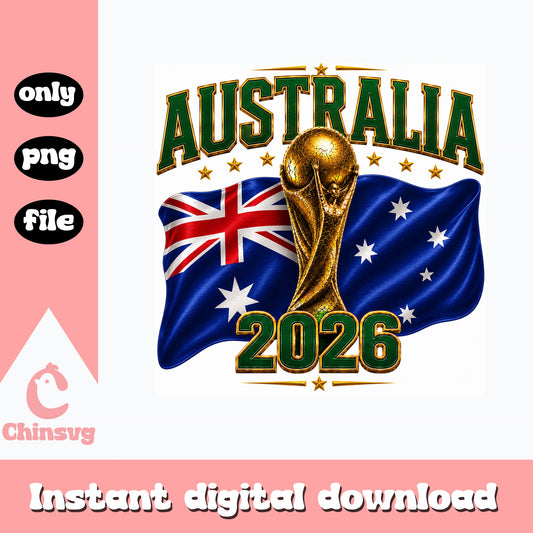 Australia 2026 World Cup PNG, Soccer Trophy Flag, Football PNG