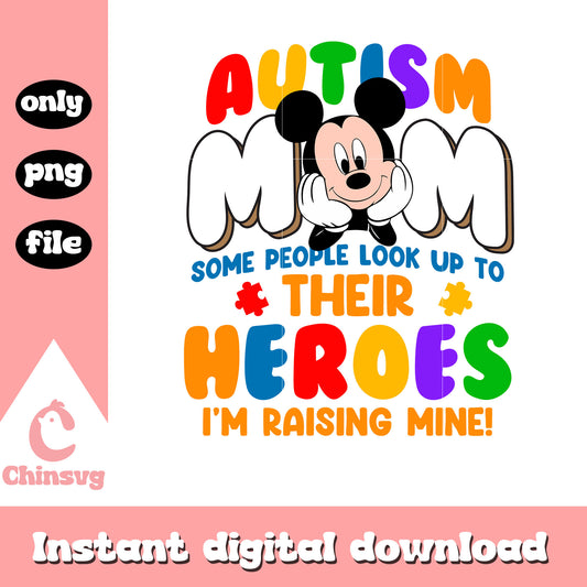 Autism mom their heroes png, autism awareness png, mickey head png
