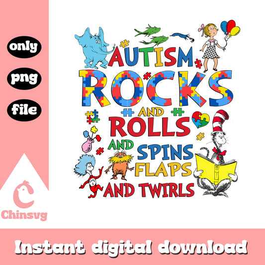 Autism rocks and rolls dr seuss png, autism awareness png