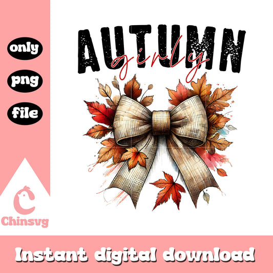 Autumn girly coquette bow design png, autumn fall png
