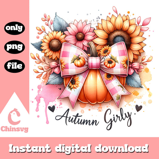 Autumn girly pumpkin bow design png, bow pumpkin​ png