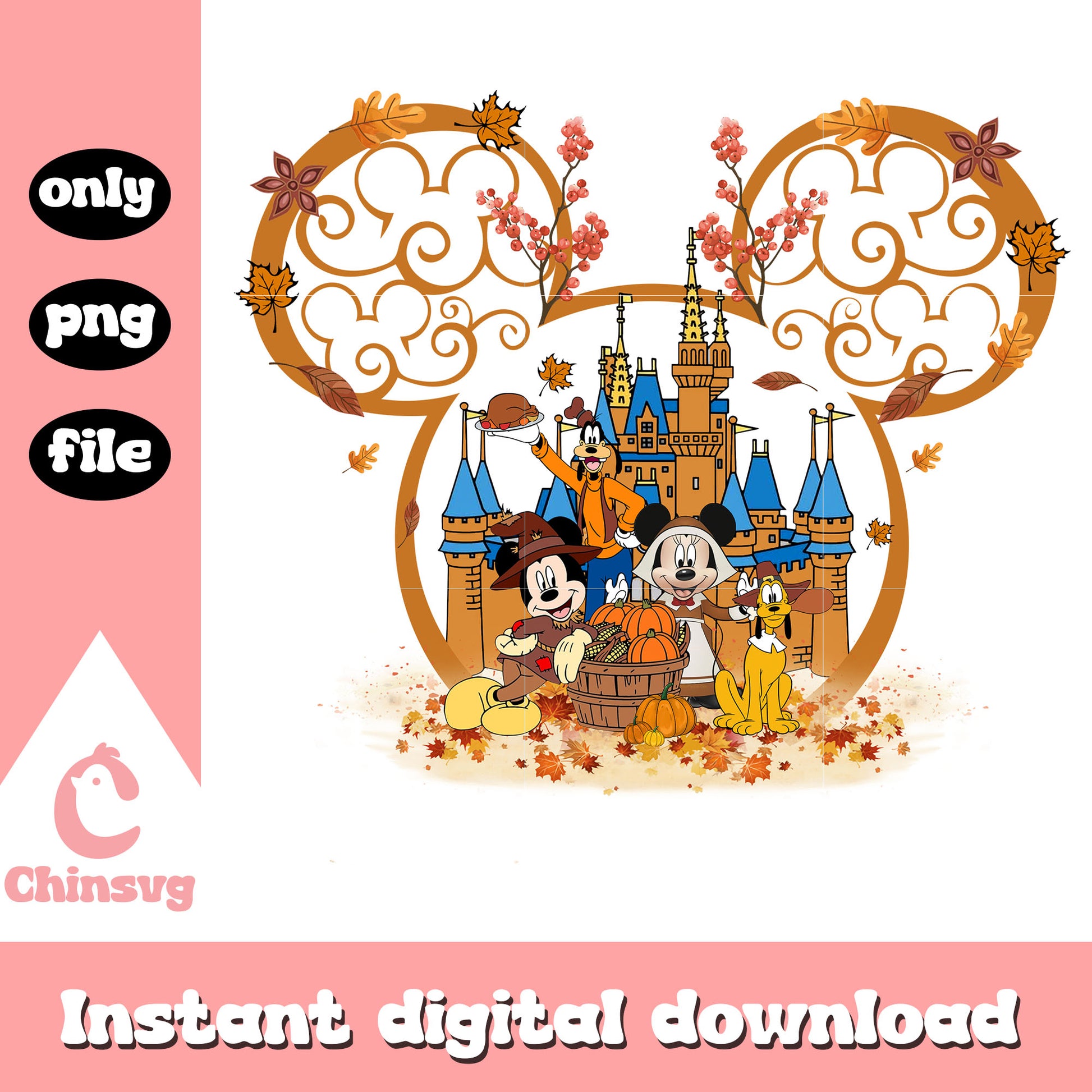 Autumn leaves disney characters mickey ear png, walt disney png