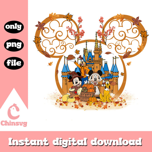 Autumn leaves disney characters mickey ear png, walt disney png