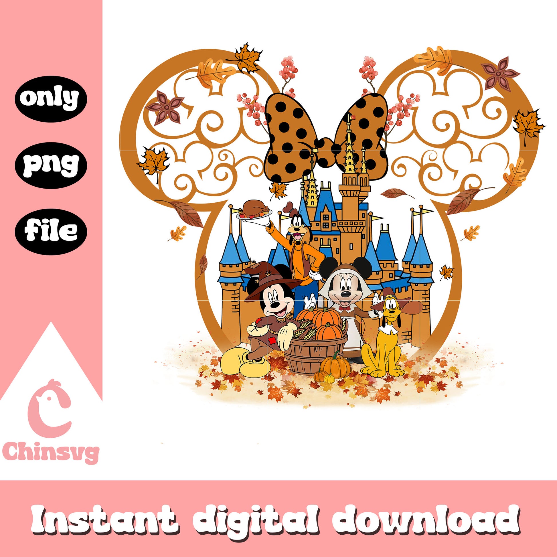 Autumn vibes disney characters minnie ear png, characters disney png